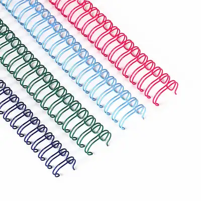 Double loop wire binding on a notebook